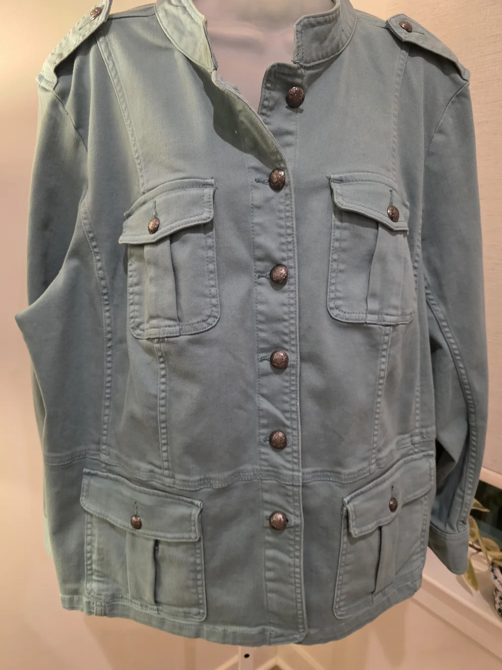Talbots Utility Button-Front Jacket in Sage Green Size 2X - Picture 7 of 16